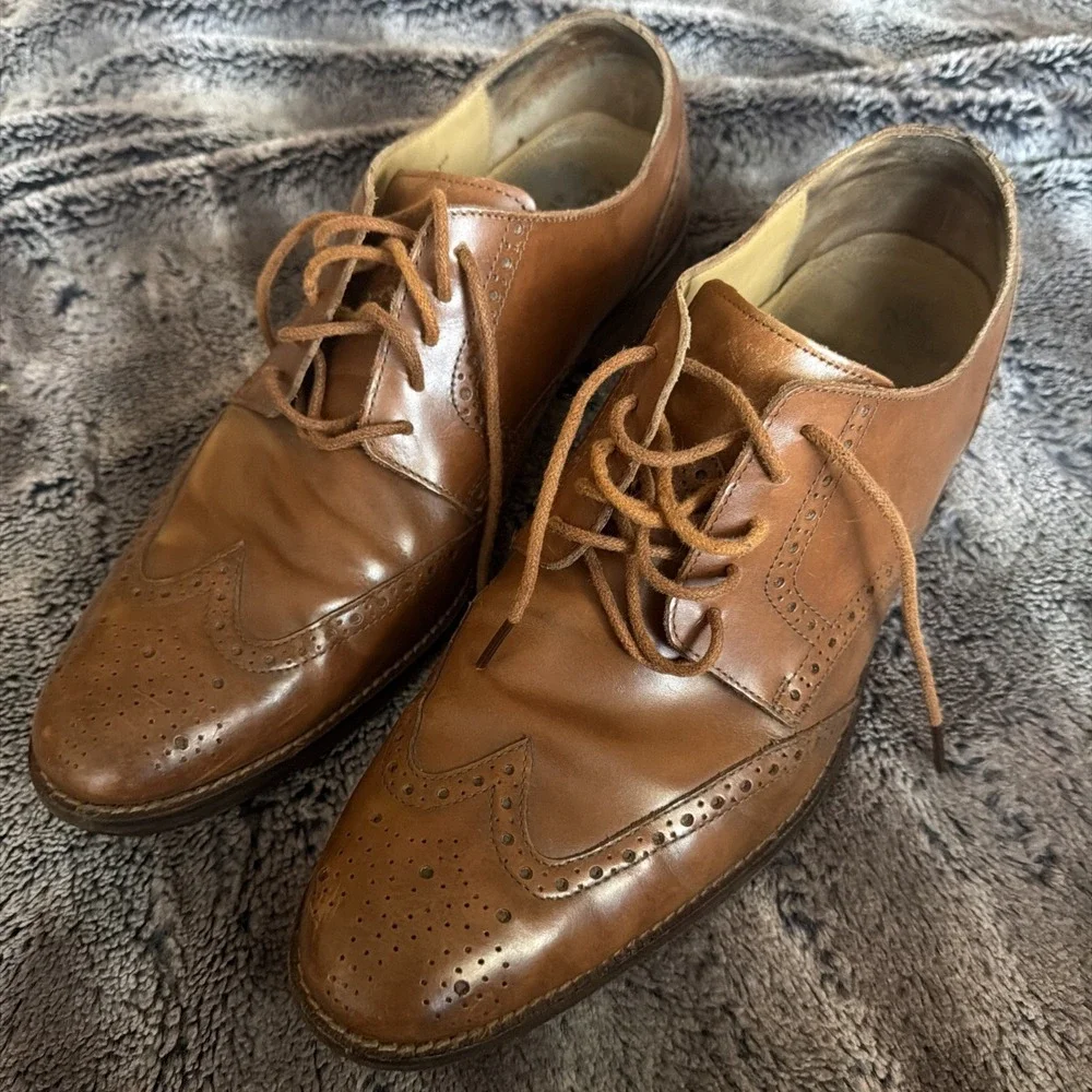 Cole Haan Wingtip Oxford Shoes Mens Size 12 Brown Leather Brogue Grand OS C12845